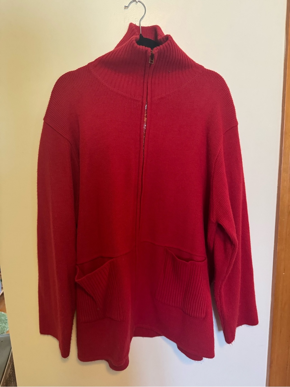 Tally Ho Red Zip Cowl Pullover Sweater